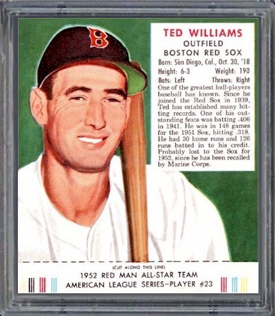 1952 Red Man #23 Ted Williams Card